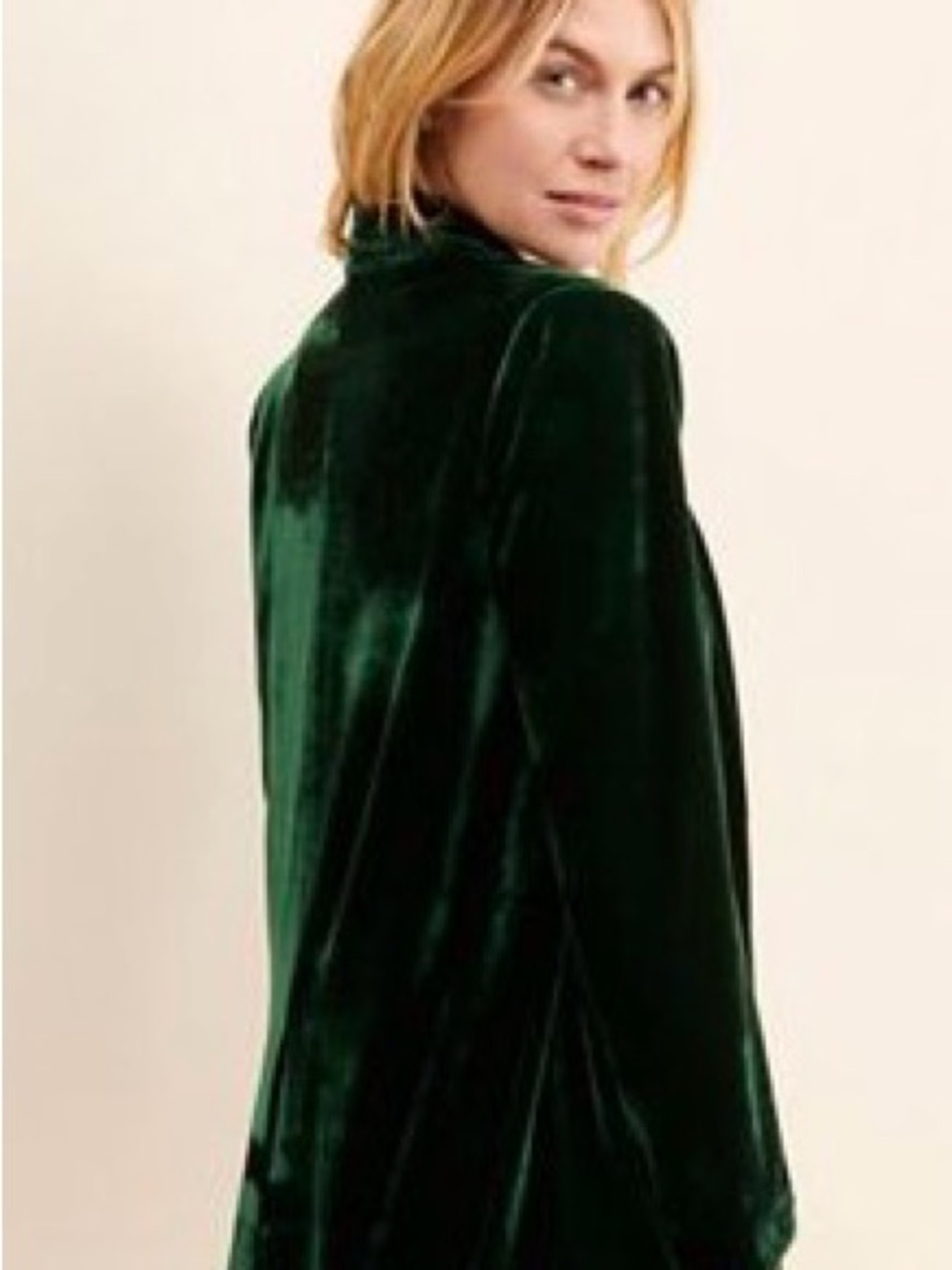 Anthropologie Emerald Green Velvet Blazer